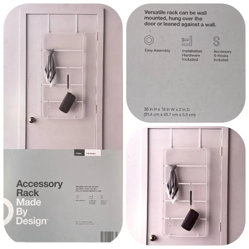 NWT in the box Versatile hung over the door wall mount accessorie rack